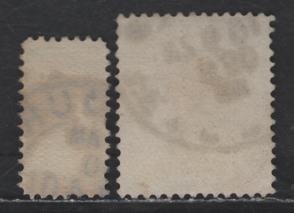 Lot 268 Victoria SG#376-377 1/2d - 2d Bluish Green - Reddish Violet Queen Victoria, 1901 Reissue of Previous Designs Issue, 2 Very Fine Used Singles, Wmk 85 (V over Crown With Very Wide Top & Narrow Base), Perf 12x12.5