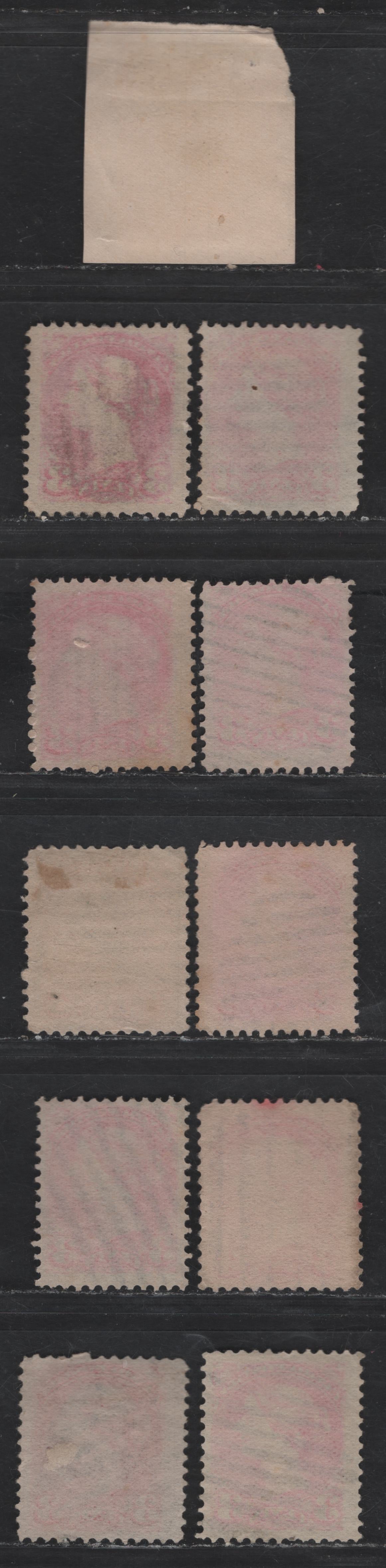 Lot 361 Canada #41 3c Rosy Aniline Vermillion/Dull Pale Orange Vermillion Queen Victoria, 1888-1897 Small Queen Issue, 11 Very Good/Fine/Very Fine Used Singles, Mid To Late Second Ottawa Printings, Various Papers, Various Non-Duplex Grid Cancels