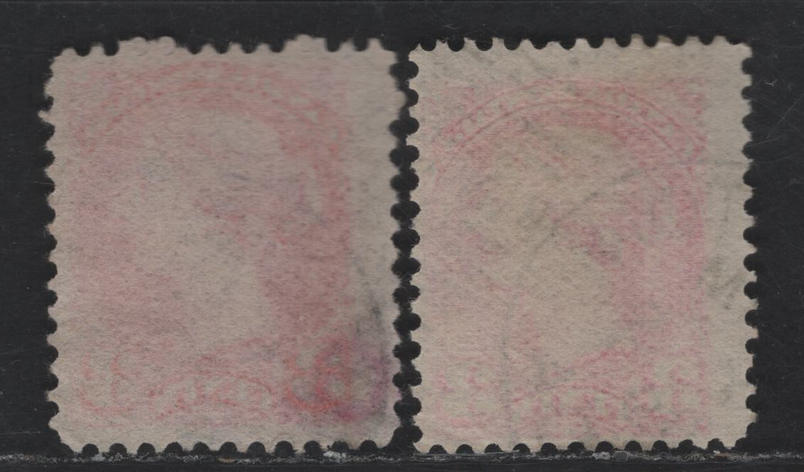 Lot 364 Canada #41 3c Orange Vermillion Queen Victoria, 1888-1897 Small Queen Issue, 2 Fine Used Singles, Early 2nd Ottawa Printings, Paper 2O-HH, March 11, 1892 Or May 5/July 5 1889 CDS