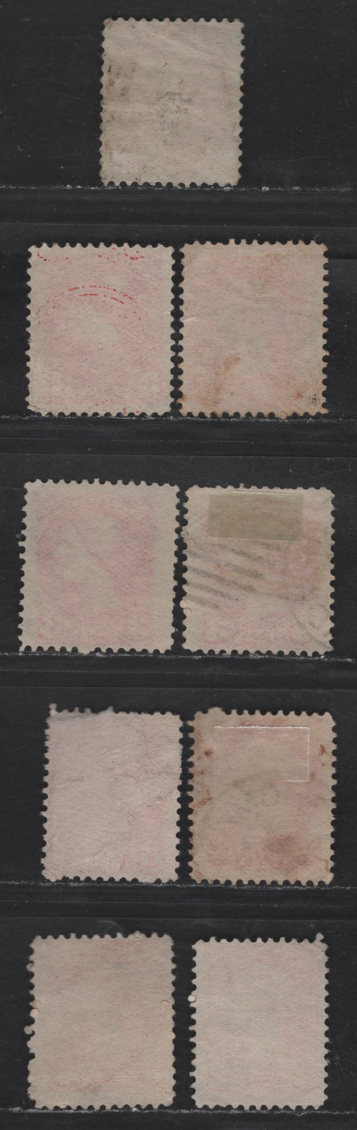 Lot 369 Canada #41 3c Vermillion & Orange Vermillion Queen Victoria, 1888-1897 Small Queen Issue, 9 Fine Used Singles, Mid Second Ottawa Printings, Papers 2O-E