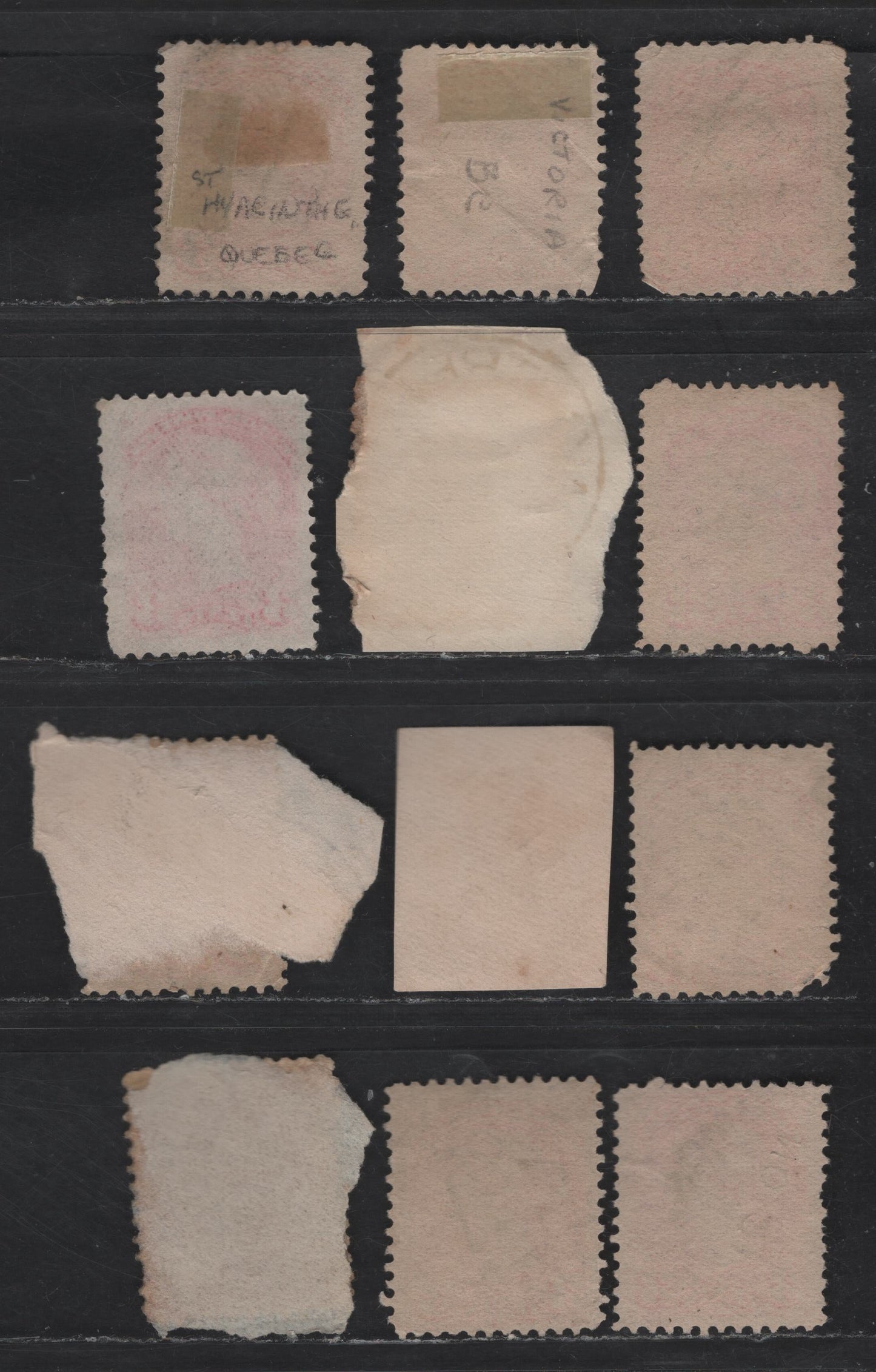 Lot 377 Canada #41 3c Vermillion & Orange Vermillion Queen Victoria, 1888-1897 Small Queen Issue, 12 Ungraded Singles, 1894 Dates, Unsorted As To Paper Types