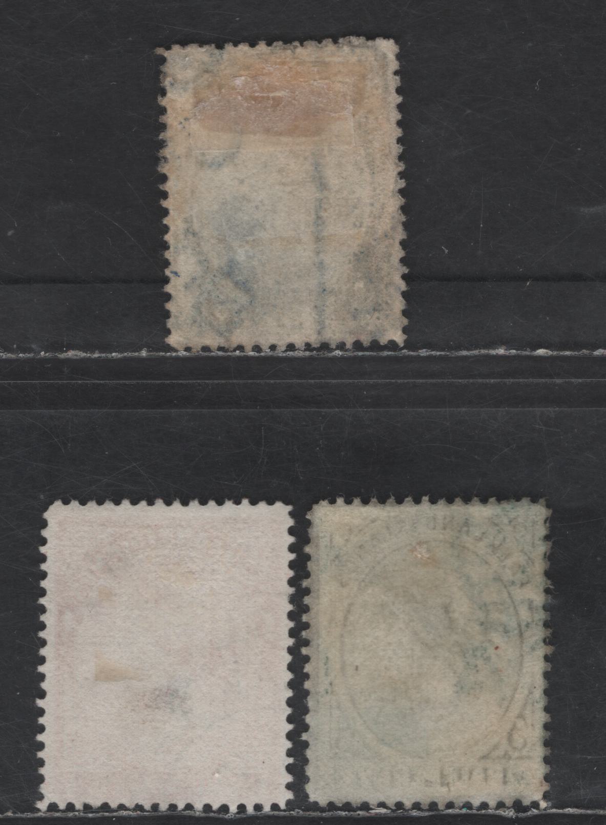 Lot 98 (C) Falkland Islands SG#17c, 24, 30 1/2d - 2.5d Dull Yellowish Green - Ultramarine Queen Victoria, 1886-1907 Bradbury Wilkinson Engraved Queen Victoria Issue, 3 Fine Used Singles, Crown CA Wmk