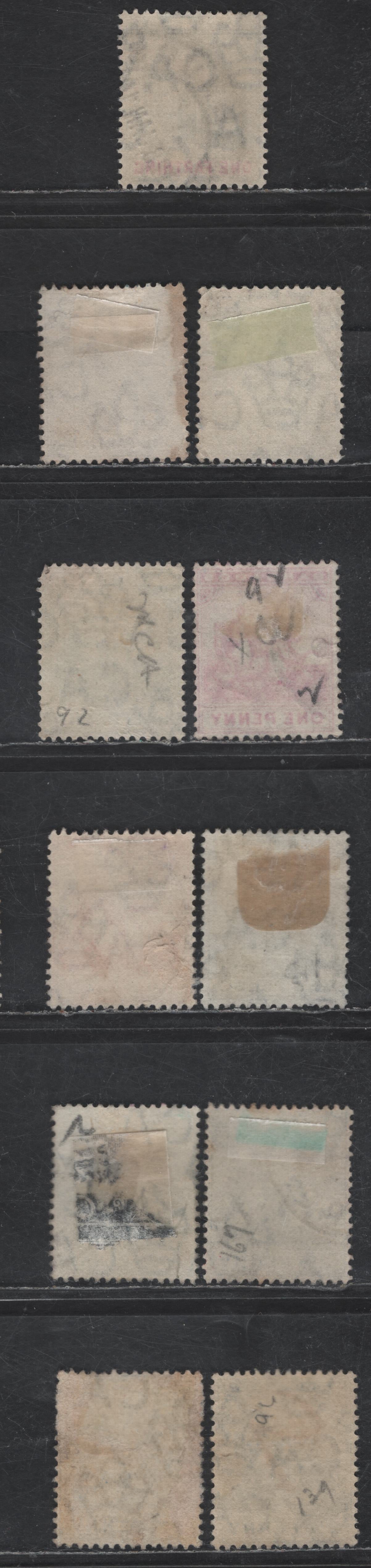 Lot 107 Barbados SG#135-139, 163-166 1/4d - 25d Slate & Carmine - Ultramarine Badge of the Colony, 1905-1910 Badge of the Colony Issue, 8 Very Fine Used Singles, Multiple Crown CA Wmk, Includes Unlisted Shades Of The 1/2d Green & 25d Ultramarine