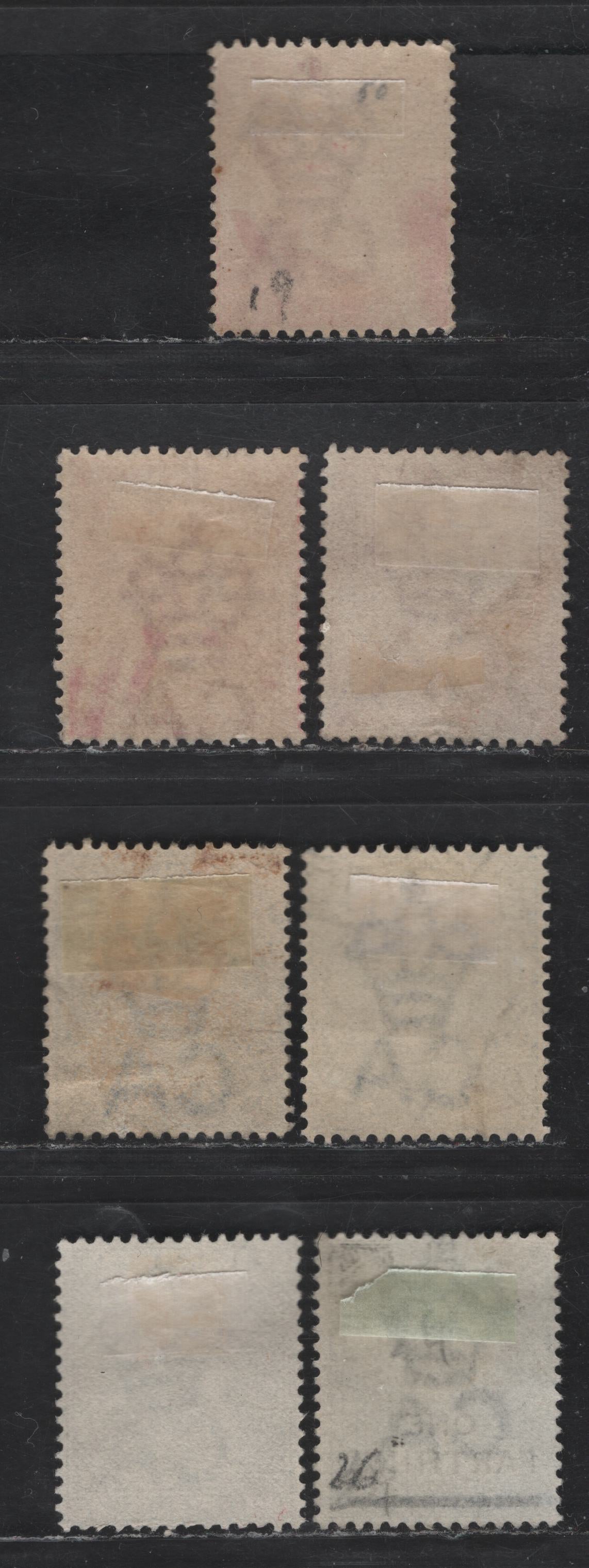 Lot 120 Bermuda SG#24-25, 27,b, 28, 30 1d - 1/4d on 1/- Rose Carmine - Dull Gray Queen Victoria, 1883-1904 Queen Victoria Keyplates Issue, 6 Fine/Very Fine Used Singles, Crown CA Wmk