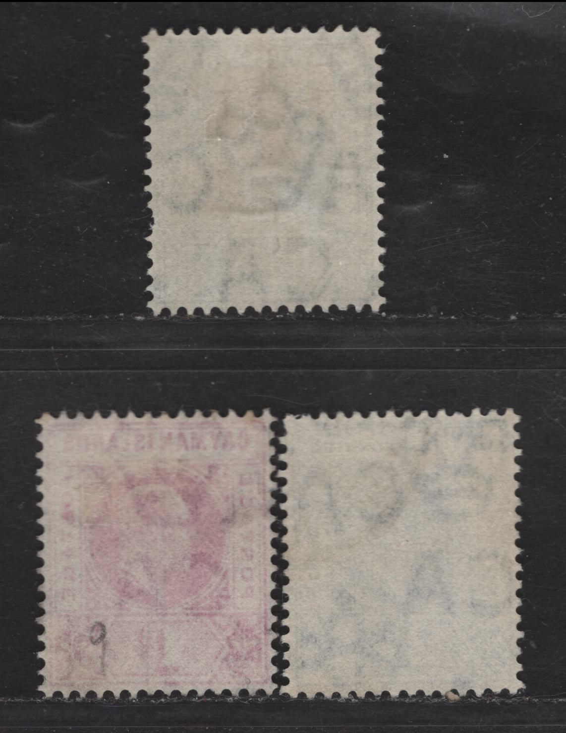 Lot 152 Cayman Islands SG#8-10 1/2d - 25d Green - Bright Blue King Edward VII, 1905 King Edward VII Keyplates Issue, 3 Very Fine Used Singles, Multiple Crown CA Wmk