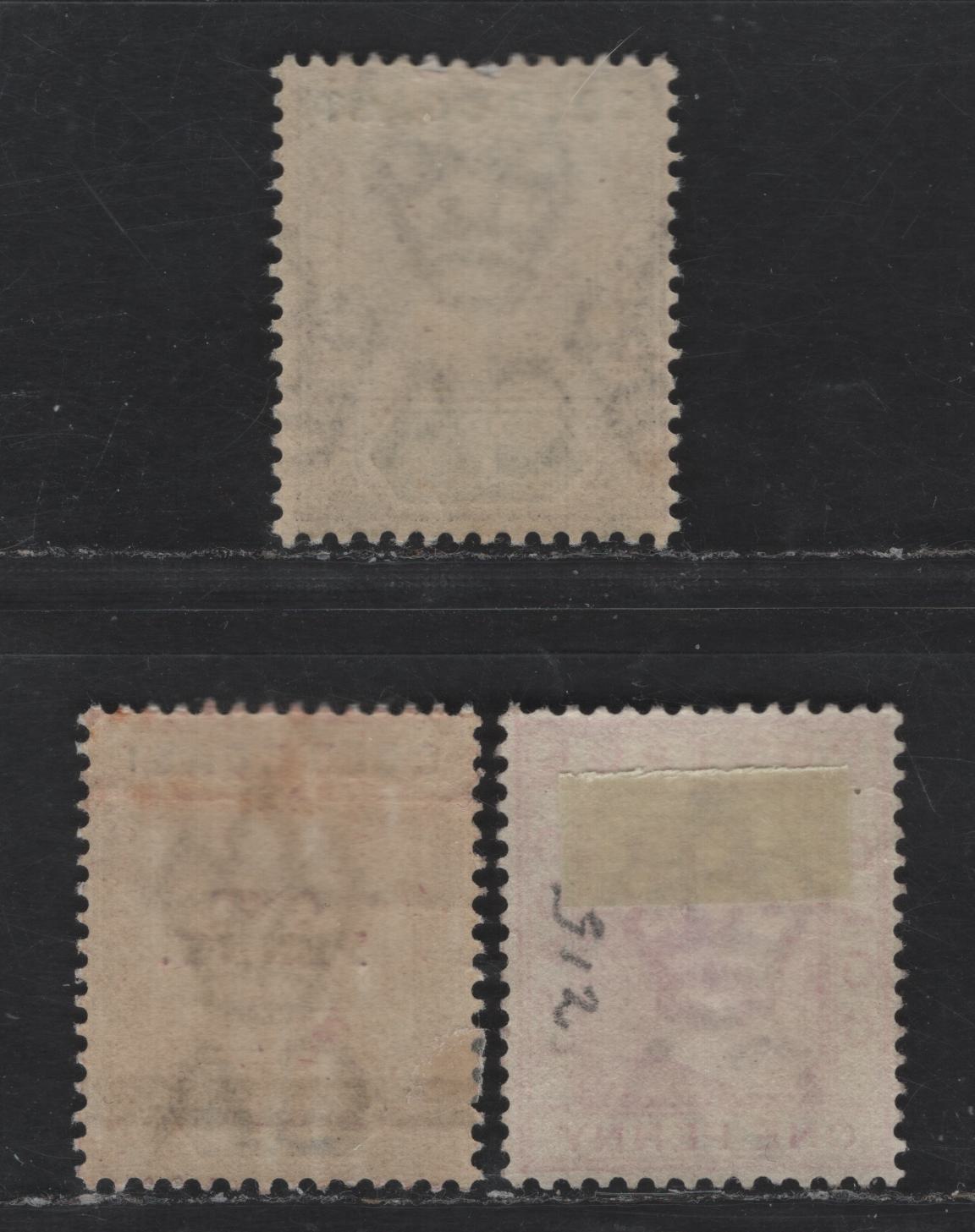 Lot 186 Gold Coast SG#12a, 35, 49 1d - 1/2d Carmine - Dull Purple & Green 1884-1906 Queen Victoria Keyplate, Surcharged & King Edward VII Issues, 3 F/VFOG Singles, Multiple Crown CA Wmk, Dry Gum on 1d, Some Discoloration At Top Of Surcharged Stamp.