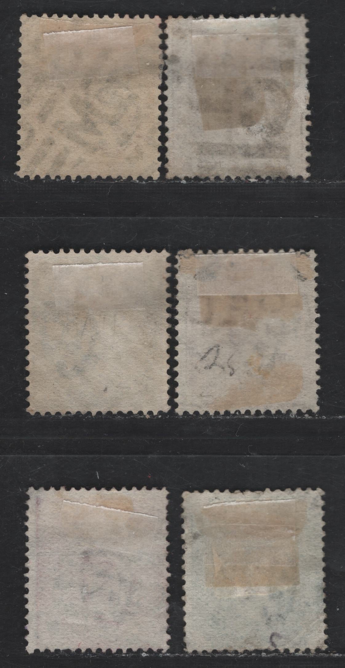 Lot 205 (C) India SG#52, 62, 69, 73, 75, 81 1/2a - 6a Deep Blue - Pale Brown Queen Victoria, 1860-1876 Queen Victoria Surface Printed Issue, 6 Very Good/Fine/Very Fine Used Singles, Elephants Head Wmk, 1/2a & 8a Are Die 2, 4a Is Die 1