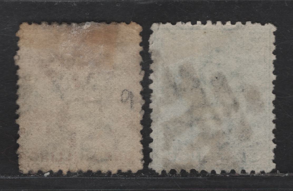 Lot 224 Lagos SG#6, 8a 6d - 1/- Blue Green - Orange Queen Victoria, 1874-1875 Queen Victoria Keyplate, 2 Fine/Very Fine Used Singles, Crown CC Wmk, Perf 12.5