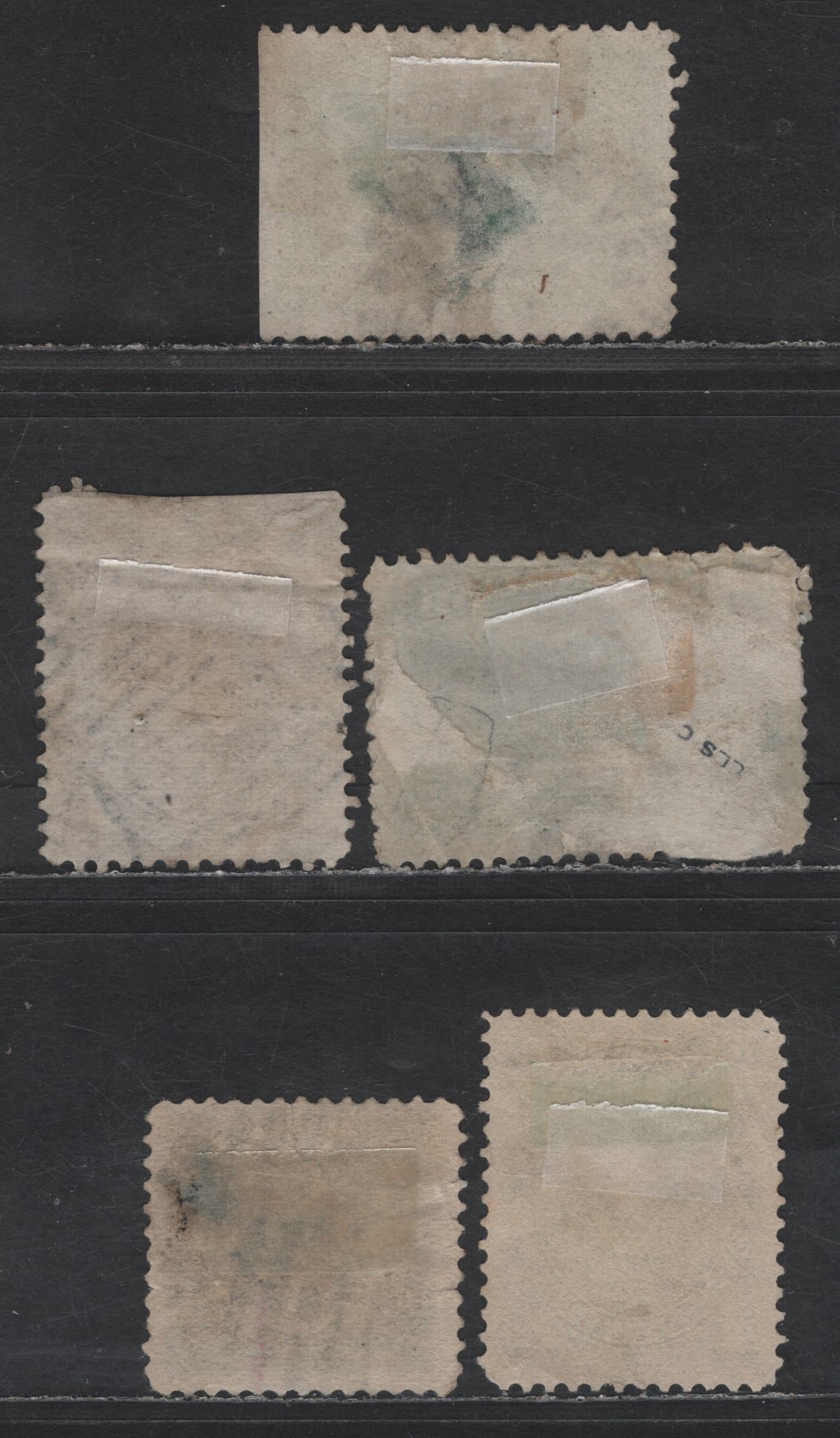 Lot 24 Newfoundland #41, 44, 47, 53, 58 1c - 1/2c Violet Brown - Black Edward Prince of Wales - Newfoundland Dog, 1880-1898 4th & 5th Cents Issues, 5 Ungraded Singles