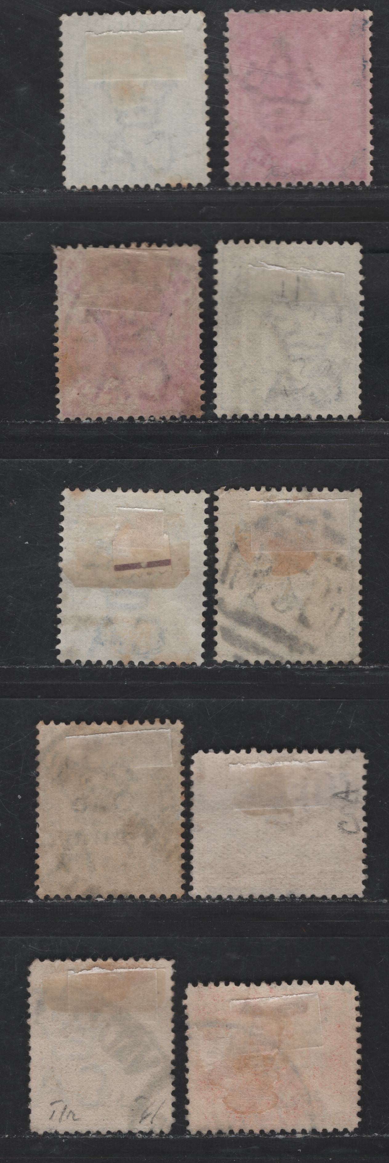 Lot 250 (C) Malta SG#20, 22, 25-27, 31w, 32-33 1/2d - 5d Green - Vermillion Queen Victoria, 1885-1901 Queen Victoria Keyplates & Valetta Harbor/Ship Issues, 8 Fine/Very Fine Used Singles, Crown CA Wmk