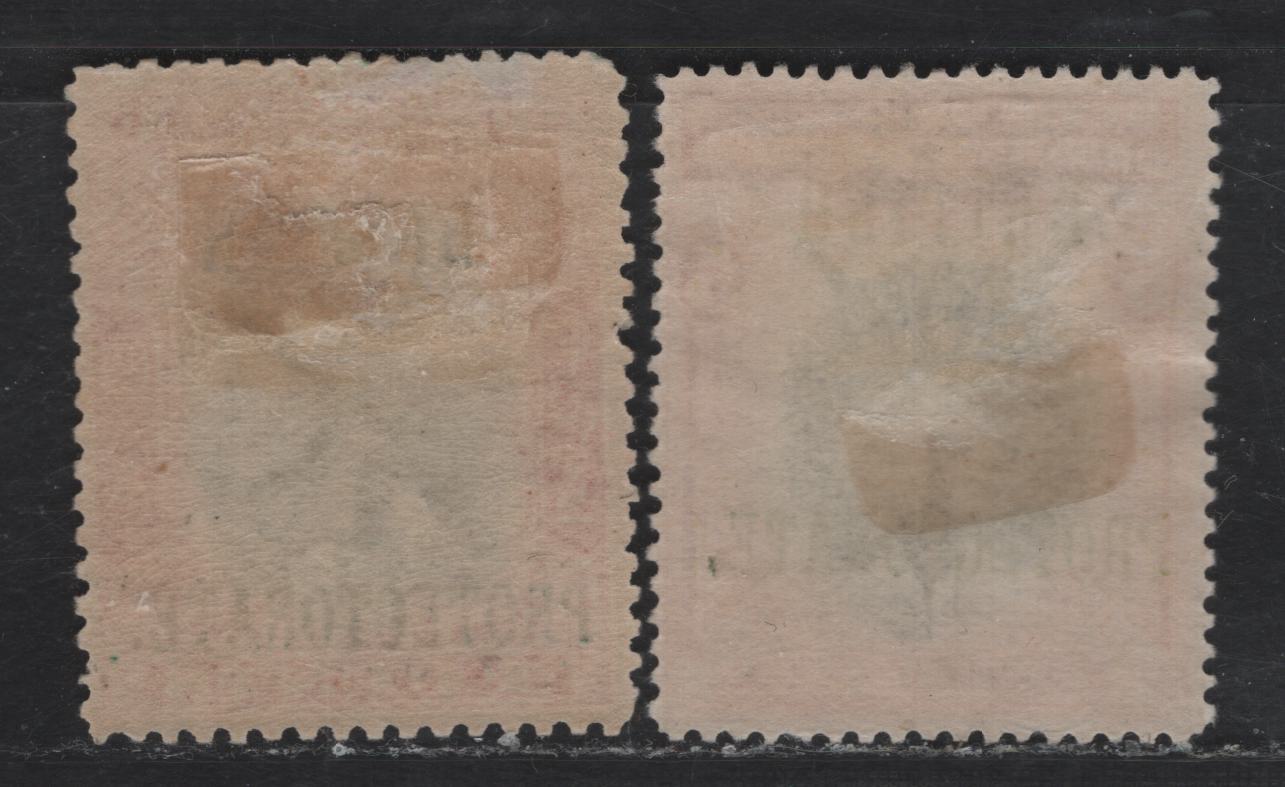 Lot 293 North Borneo SG#130, 131a 4d - 5d Carmine & Black - Orange & Black Orangutan - Peacock, 1901-1905 British Protectorate Overprints, 2 VFOG Singles, Perfs 13.5x14 & 14-15