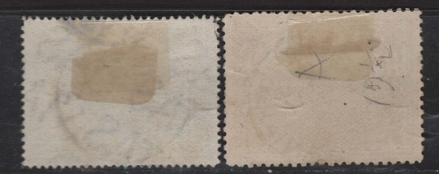 Lot 354 (C) Tasmania SGSG#229, 253 1/2d - 3d Dark Green - Sepia Lake Marion - Spring River, 1899-1911 Pictorial Issue, 2 Very Fine Used Singles, Multiple 'TAS' & Sideways Double Lined Crown over A Wmks