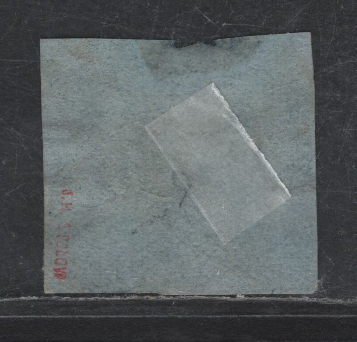 Lot 66 Nova Scotia #2 3d Blue Flowers, 1851-1857 Pence Issue, A Fair Used Single, Very Light Cancel, 25 Margins & 4th Margin Into 'Scotia'