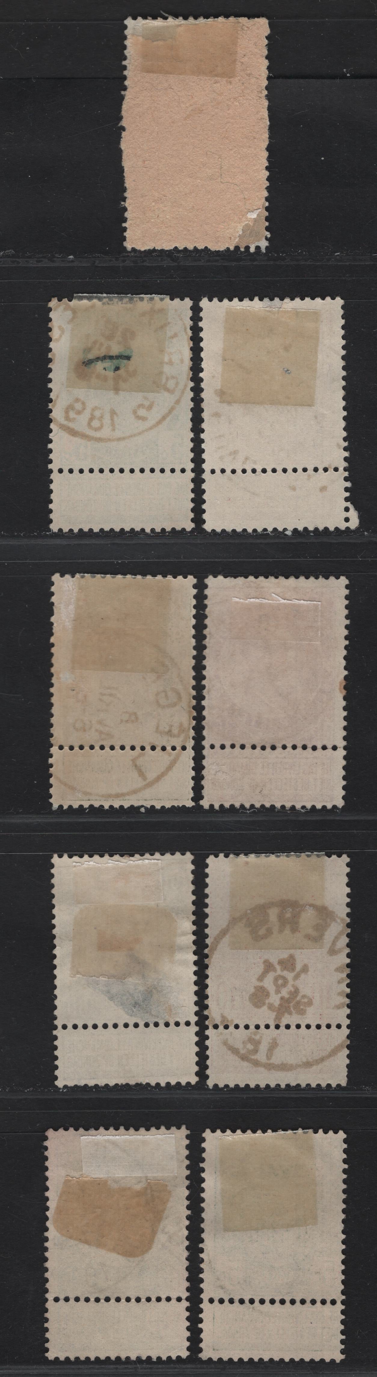 Lot 103 (C) Belgium SC#60, 64-69, 71, 76-77 1c - 10c Gray - Carmine on Bluish Sunday Labels - Antwerp Exhibition, 1893-1900 Sunday Labels - Antwerp Exhibition Issues, 10 Fine/Very Fine Used Singles, 30c With A Shallow Thin