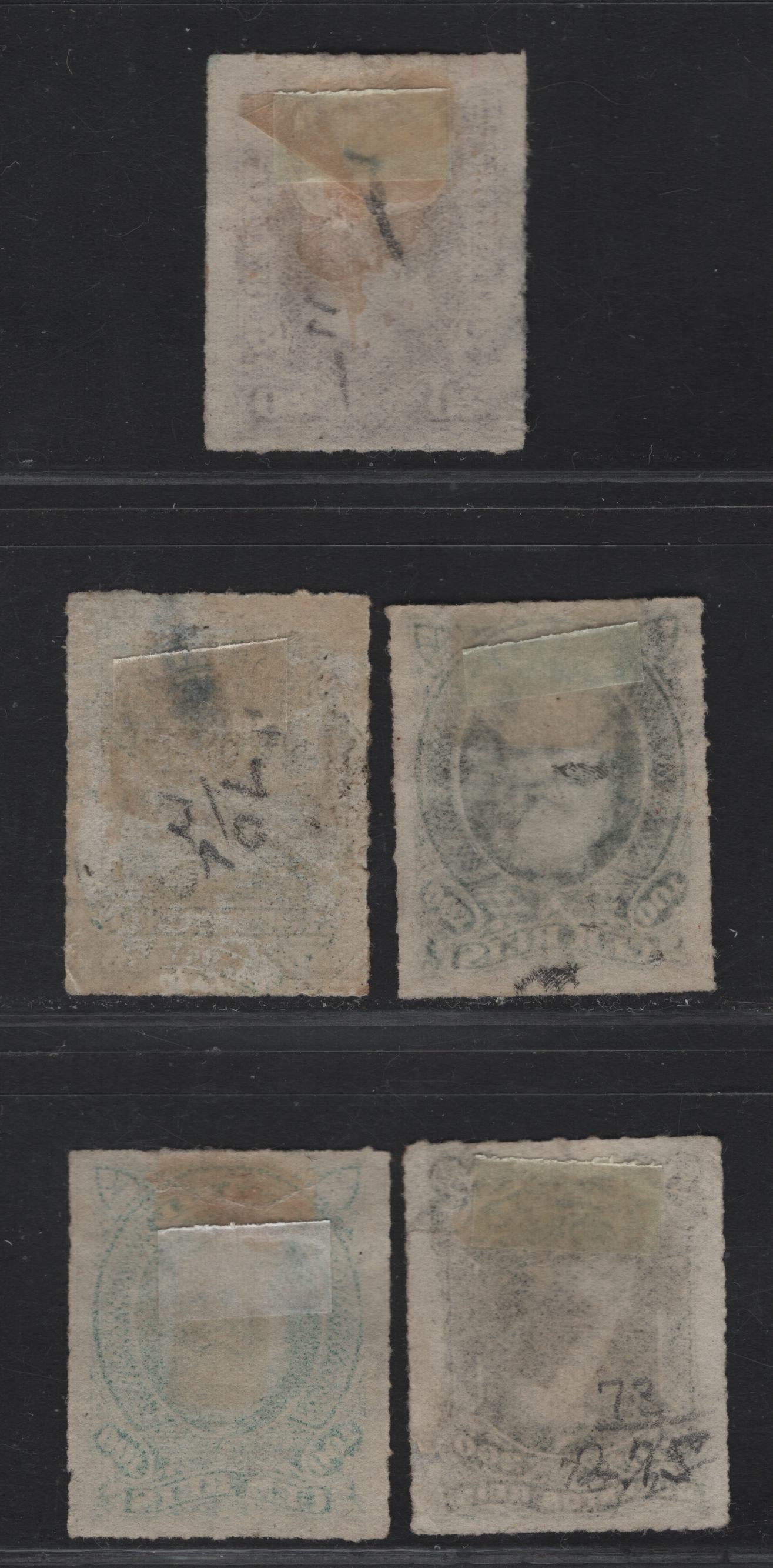 Lot 118 Brazil SC#69-70, 72-73 20r - 200r Violet - Black Dom Pedro, 1879 Rouletted Dom Pedro Issue, 5 Very Fine Used Singles, White Beard, Includes 2 Shades Of Green On 100r