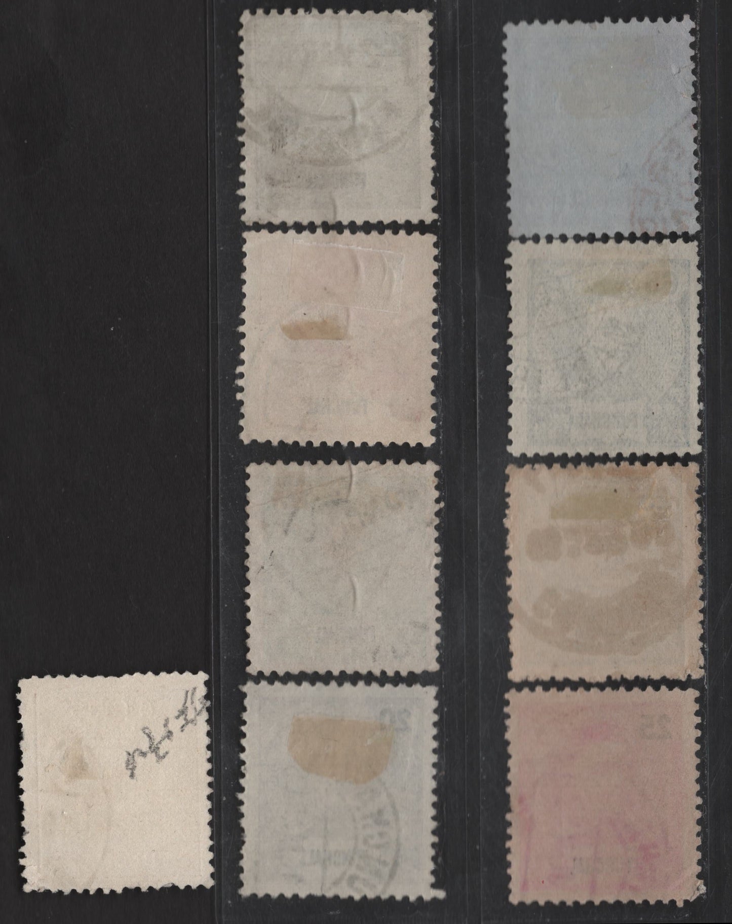 Lot 167 Funchal SC#3, 13-15, 18-20, 23, 27 15v - 100r Chocolate - Dark Blue on Blue King Carlos, 1892-1905 King Carlos Keyplates, 9 Fine/Very Fine Used Singles