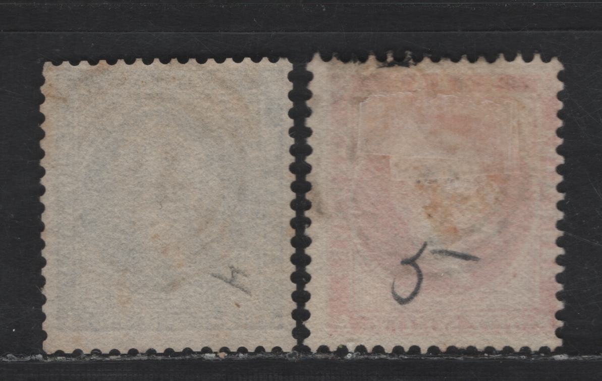 Lot 211 (C) Norway SC#4, 5a 4s - 8s Dark Blue - Lilac Red King Oscar I, 1856-1857 King Oscar I Issue, 2 Very Good/Fine Used Singles, 4s Has A #42 Cancel