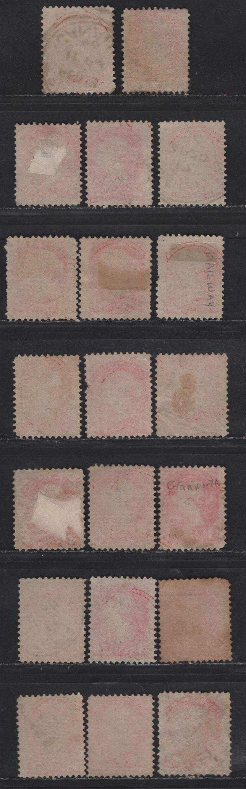 Lot 42 Canada #41 3c Orange Vermillion Queen Victoria, 1870-1893 Small Queen Issue, 10 Very Good Used Singles, Late Second Ottawa Printings, 1896 Dated Cancels, Various Shades, Unchecked For Paper Types.