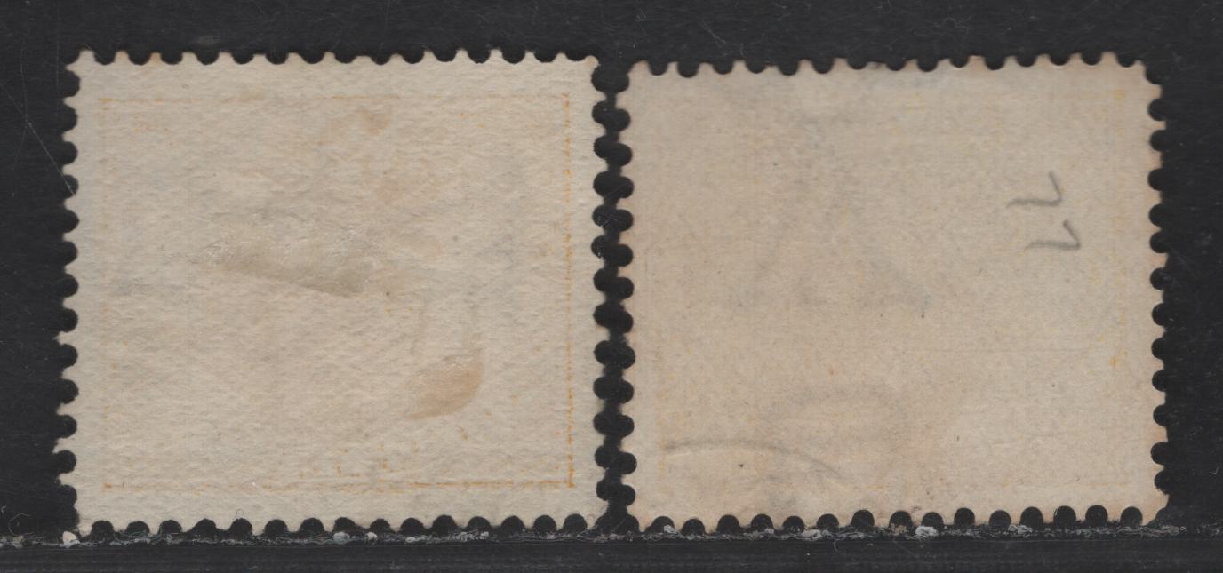 Lot 74 (C) Western Australia SG#118-118a 2d Yellow Swans & Queen Victoria, 1902-1911 Swans & Queen Victoria Issue, 2 Very Fine Used Single, Sideways & Upright V over Crown Wmks, Perf 12.5