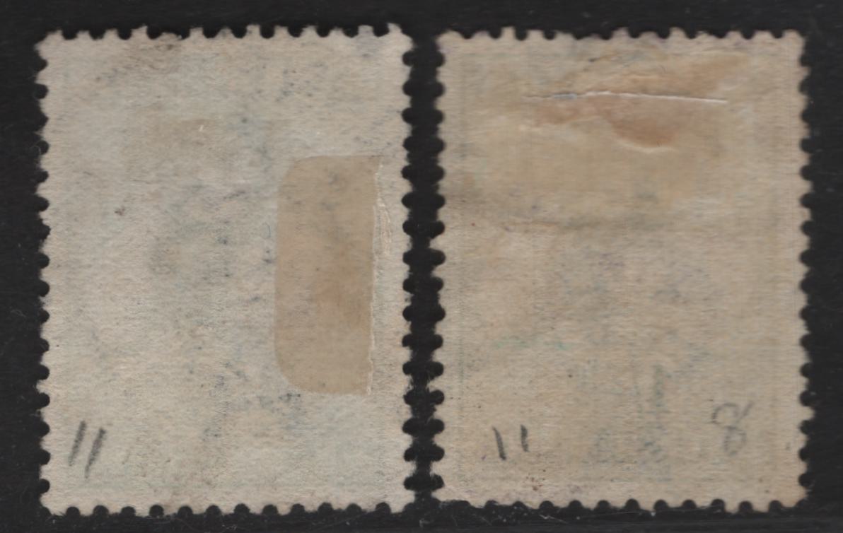 Lot 144 (C) Australia SG#11, 11a 1/- Emerald & Blue Green Kangaroo & Map, 1913-1914 Kangaroo & Map 1st Issue, 2 Very Fine Used Singles, First Wmk