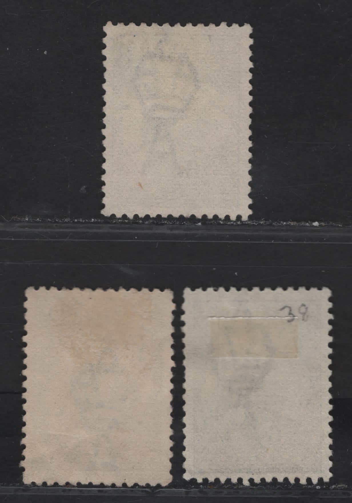 Lot 163 Australia SG#38, 38b 6d Ultramarine - Dull Blue Kangaroo & Map, 1915-1927 Kangaroo & Map 3rd Issue, 3 Very Fine Used Singles, 3rd Wmk