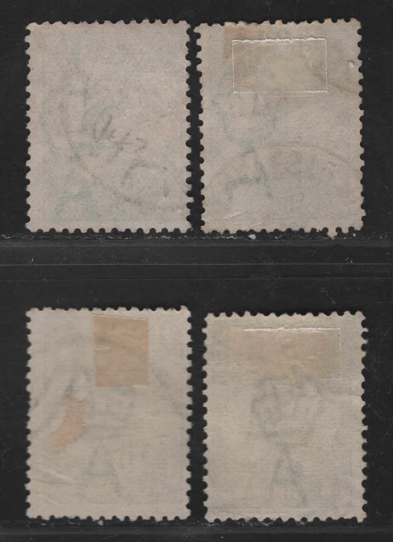 Lot 171 Australia SG#40, 40b 1/- Blue Green Kangaroo & Map, 1915-1927 Kangaroo & Map 3rd Issue, 4 Fine Used Singles, 3rd Wmk, Dies II & IIb, Two Shades Of Each Die.