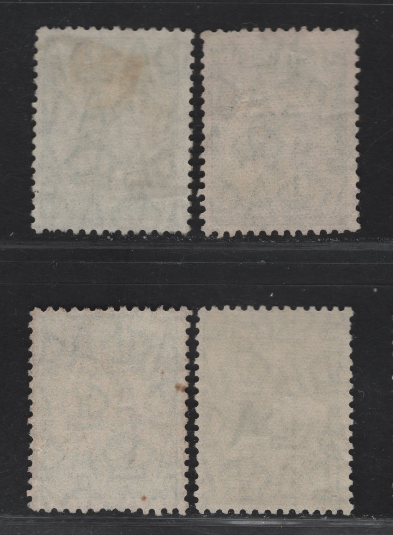 Lot 185 Australia SG#109 1/- Blue Green Kangaroo & Map, 1929-1930 Kangaroo & Map Issue, 4 Fine Used Singles, Small Multiple Wmk, 4 Shades