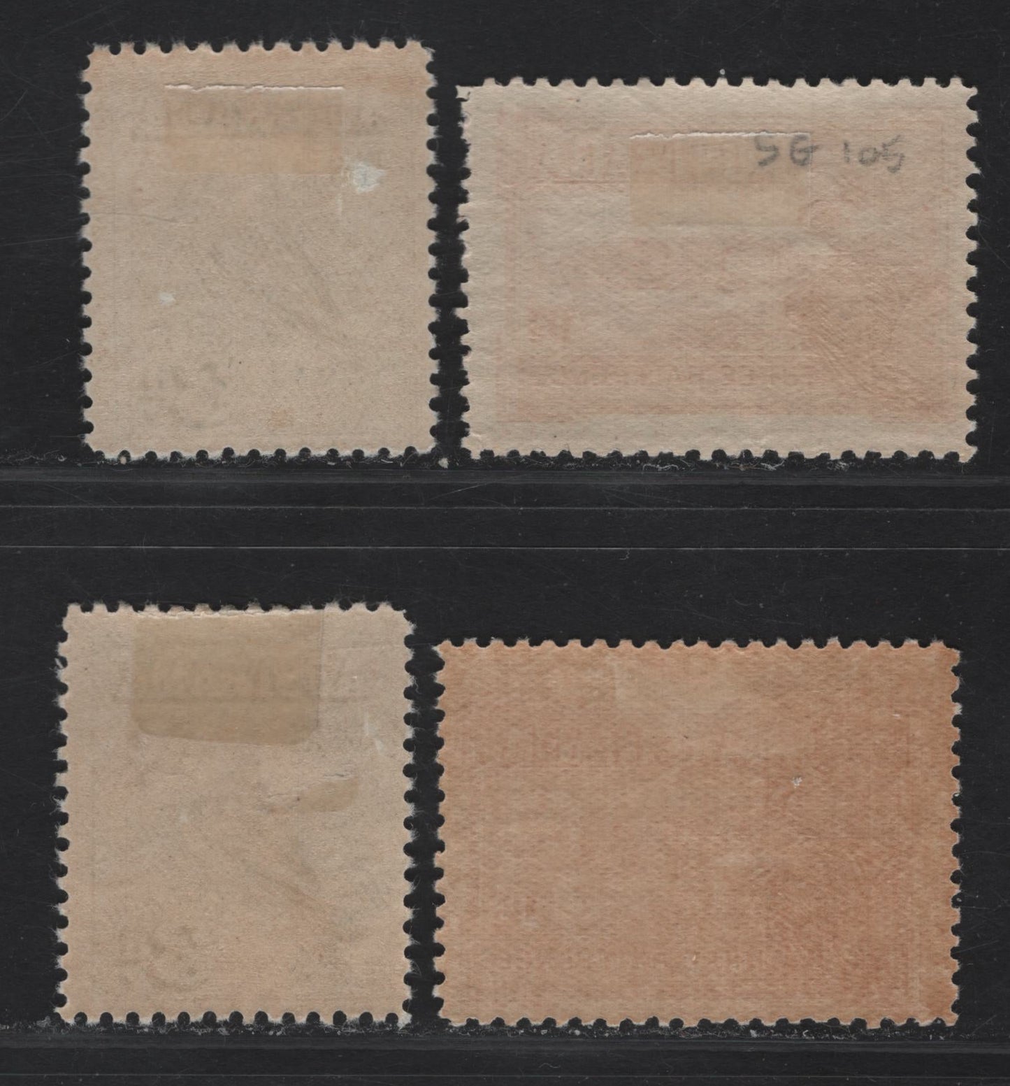 Lot 265 Australia SG#105-106 1.5d - 3d Brownish Lake - Blue Opening of Parliament House - Kookaburra, 1927 Opening of Parliament House - 4th nat'l Stamp Exhibition Issues, 4 F/VFOG Singles, Two Shade Variations Of Each