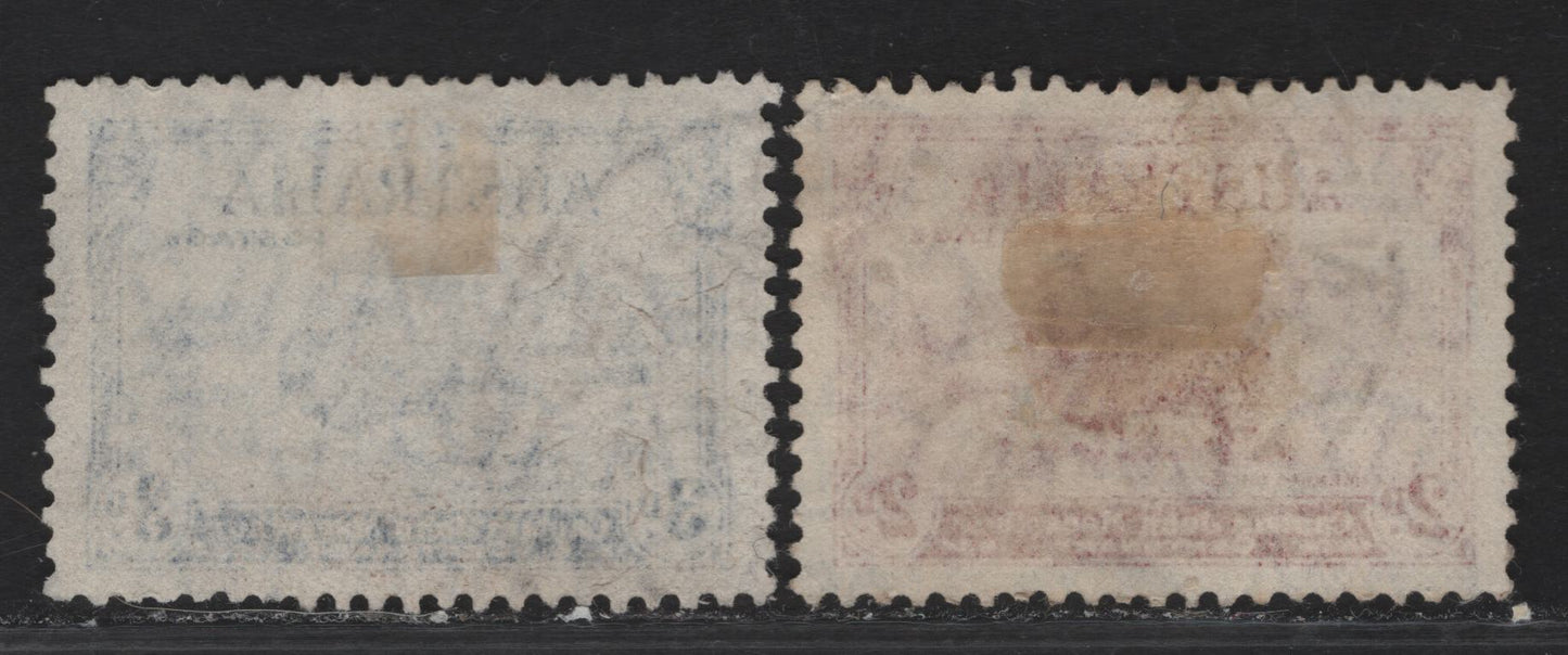 Lot 300 (C) Australia SG#150-151 2d - 3d Carmine Red - Blue Merino Ram, 1934 Macarthur Issue, 2 Very Fine Used Singles, 2d Carmine Red Die A