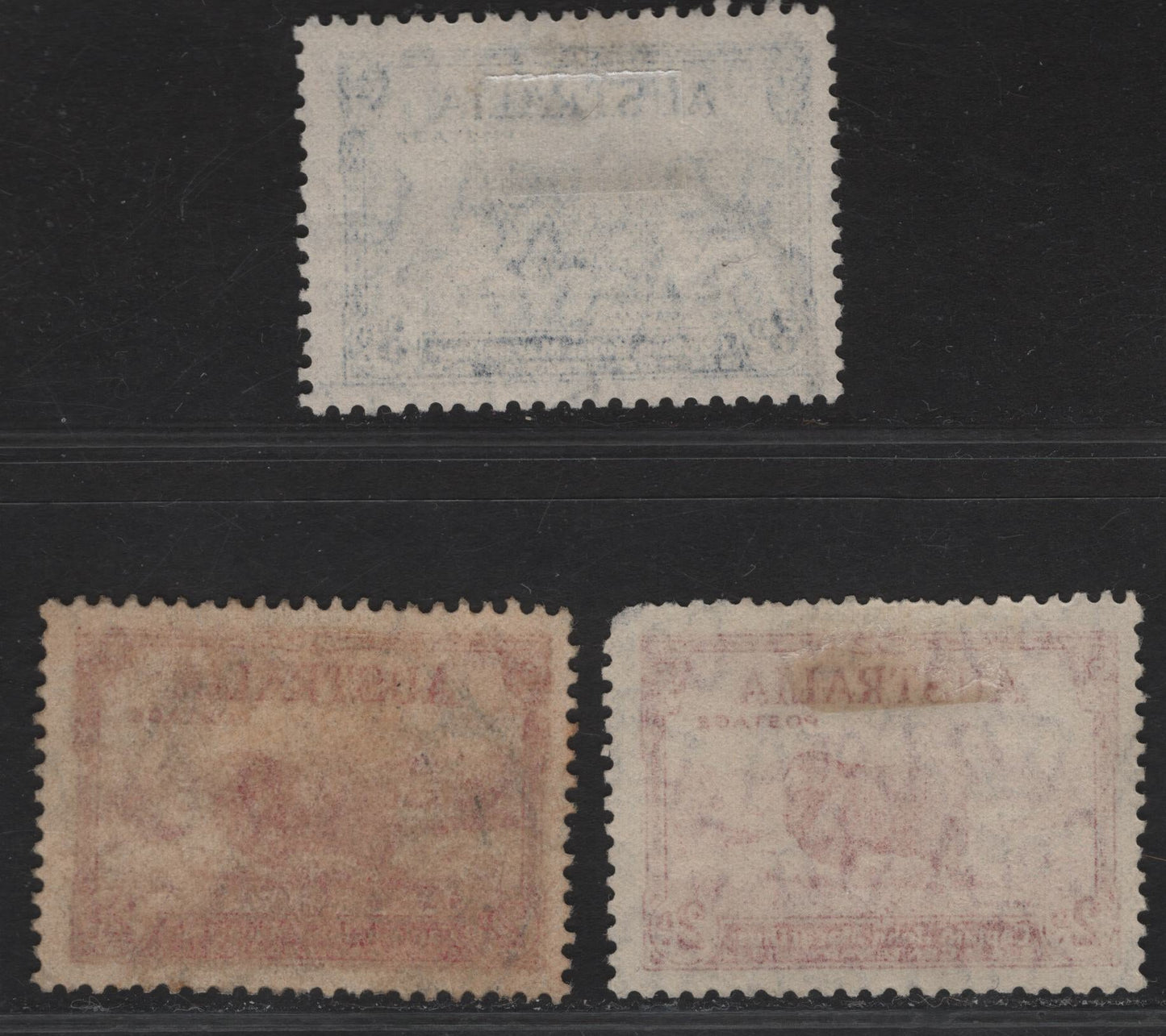 Lot 301 Australia SG#150-a, 151 2d -3d Carmine Red - Blue Merino Ram, 1934 Macarthur Issue, 3 Fine Used Singles, 2d Carmine Red Dies A & B