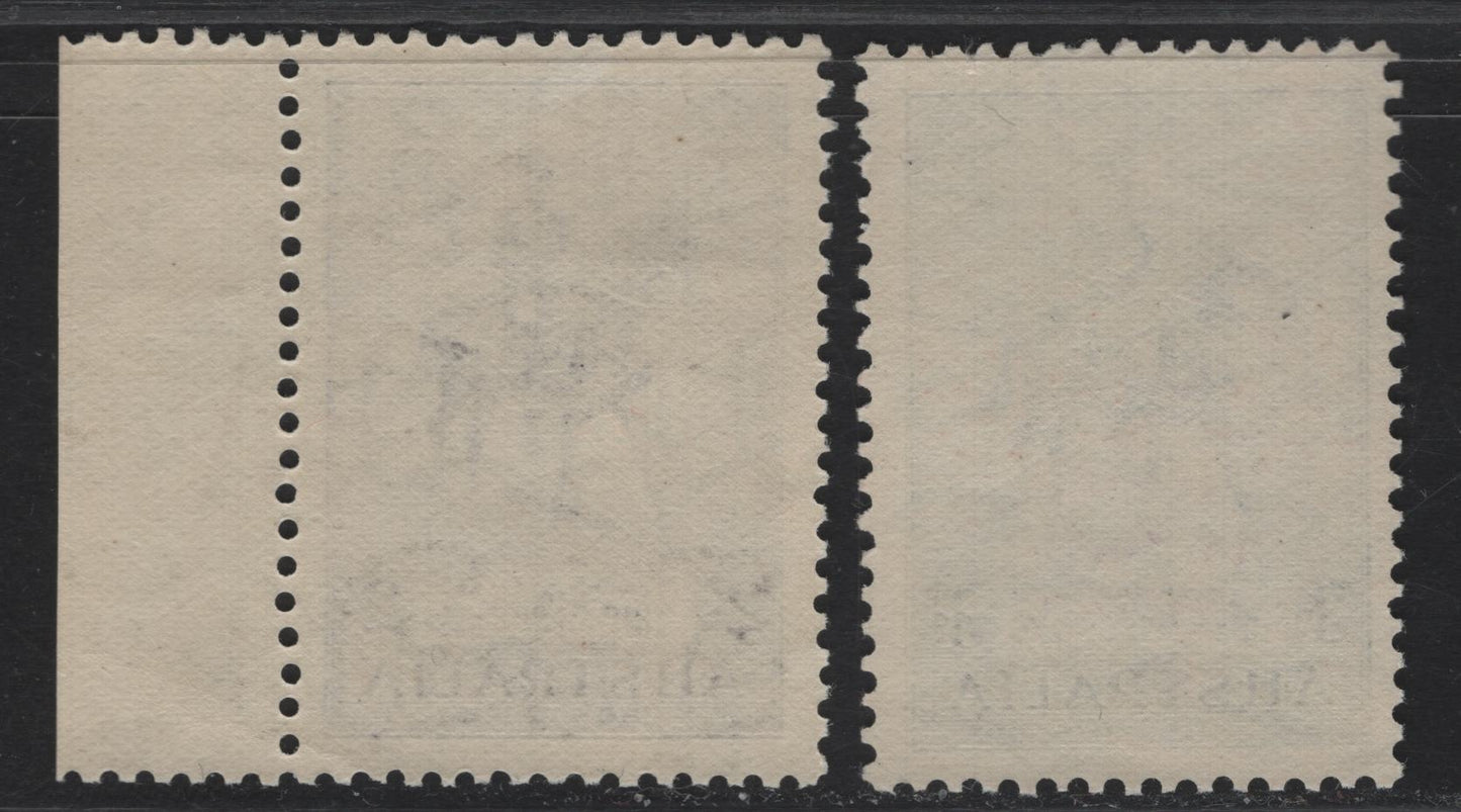 Lot 308 Australia SG#157-158 3d - 2/- Blue - Bright Violet King George V On Anzac, 1935 Silver Jubilee Issue, 2 F/VFNH Singles