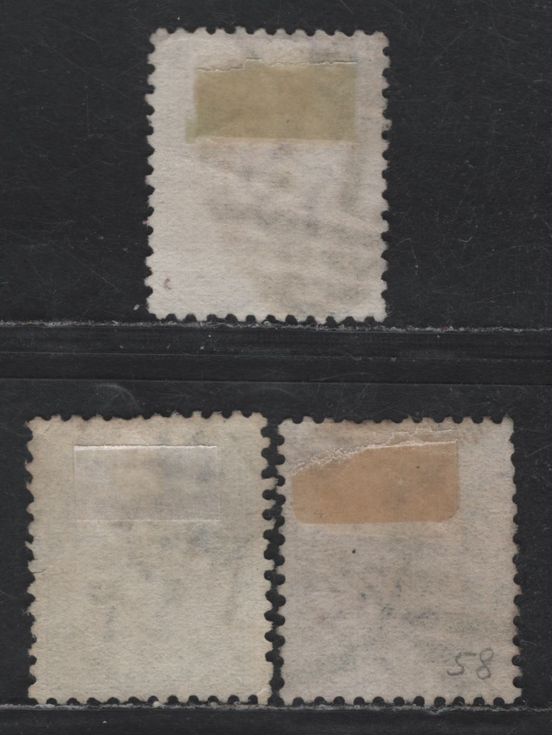 Lot 6 (C) New Zealand SG#181, 184-185 2d - 2/- Rose - Deep Rose Queen Victoria, 1874-1878 First Sideface Issue, 3 Very Good Used Singles, Perf 12x11.5, Very Small Corner Wrinkle On 1/-