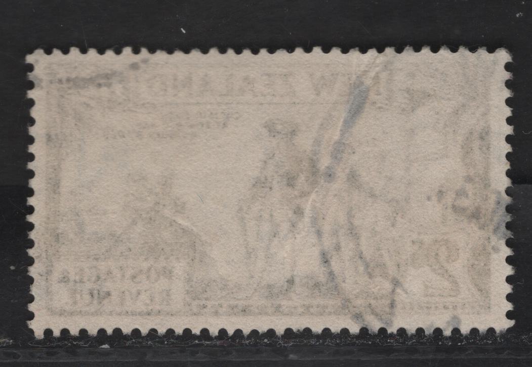 Lot 92 New Zealand SG#568 2/- Olive Green Capt Cook At Poverty Bay, 1935-1936 Pictorial Issue, A Very Fine Used Single, Perf 13-14x13.5, Single Star & NZ Wmk