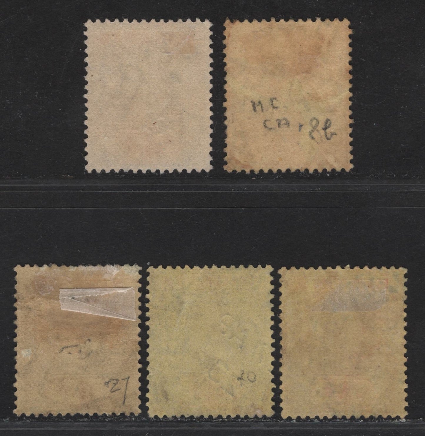 Nigeria SG#6d 4d Gray Black - Deep Gray & Red King George V, 1914-1929 KGV Imperium Keyplate Issue, Wmk Multiple Crown CA, 5 Fine Used Singles, Pale Yellow With Buff & Yellow With Buff Back Papers, Cancelled With 1923 Dates