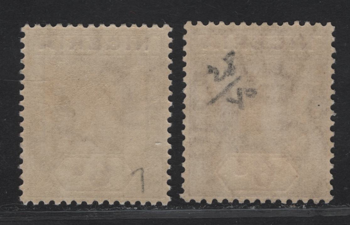 Lot 112 Nigeria SG#7 6d Deep Gmagenta & Pale Purple - Deep Magenta & Dull Reddish Purple King George V, 1914-1929 KGV Imperium Keyplate Issue, Wmk Multiple Crown CA, 2 VFOG Singles