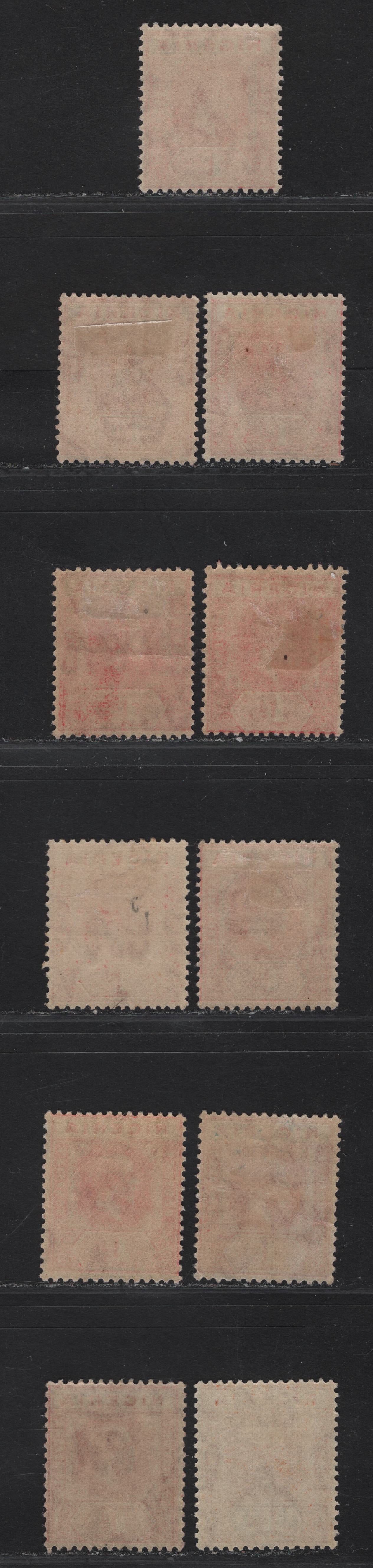 Lot 157 Nigeria SG#16, 16b, 17 1d - 1.5d Rose Carmine - Brownish Orange King George V, 1921-1932 KGV Imperium Keyplate Issue, Wmk Multiple Script CA, 10 F/VFOG Singles, Dies 1 &2, Various Shades