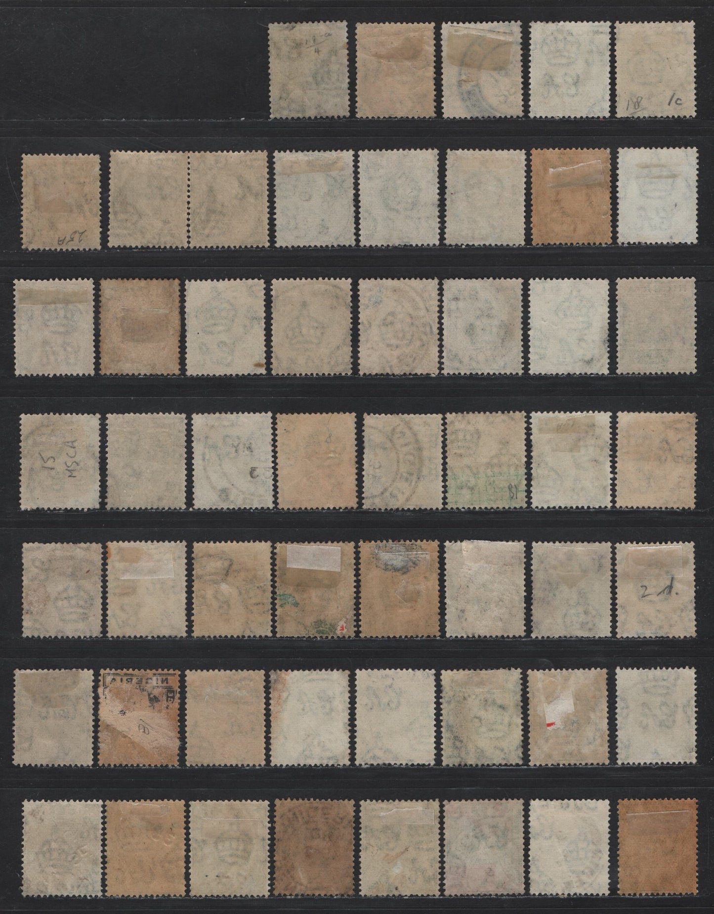 Lot 161 Nigeria SG#15, 15b 1/2d Green King George V, 1921-1932 KGV Imperium Keyplate Issue, Wmk Multiple Script CA, 53 Fine/Very Fine Used Singles, Dated Copies Ranging From 1921-1935, 6 Stamps Are Die 1, Rest Die 2