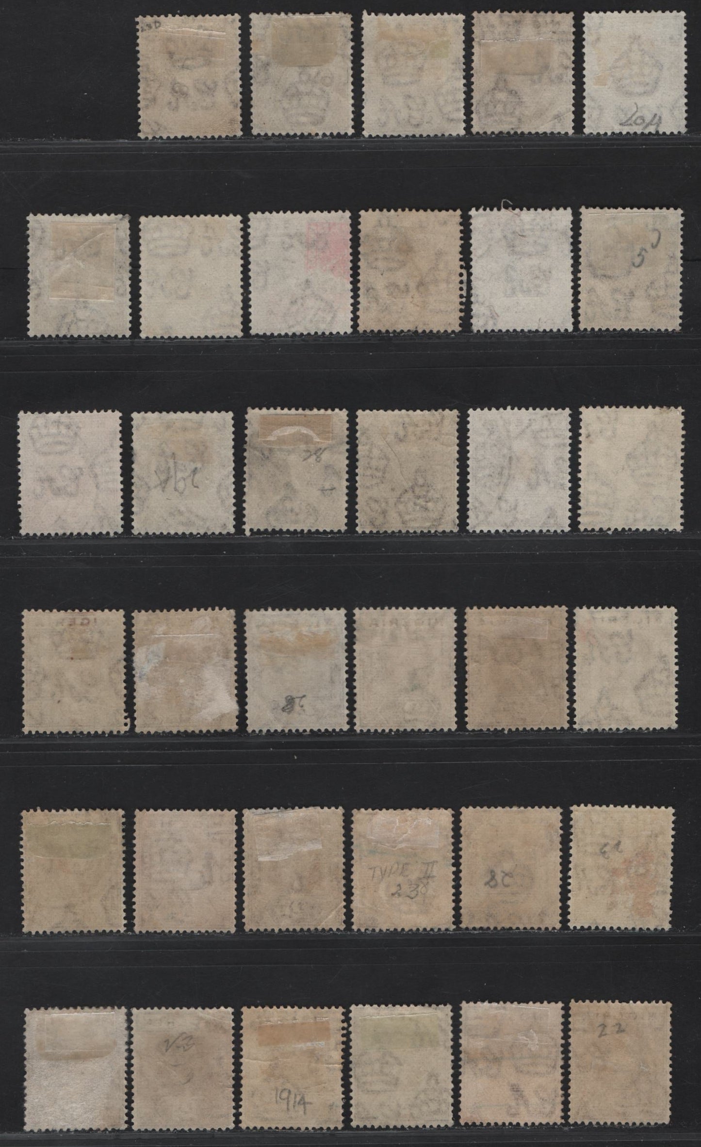 Lot 191 Nigeria SG#20-a 2d Chocolate - Dark Brown King George V, 1921-1932 KGV Imperium Keyplate Issue, Wmk Multiple Script CA, 35 Fine/Very Fine Used Singles, Shade Study Lot, Selected For Lighter Than Usual Cancels, 20 Die 2, 15 Die 1.