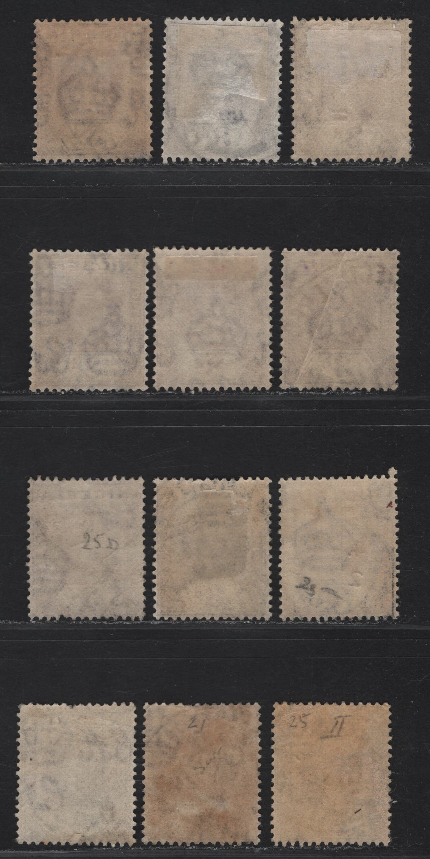 Lot 205 Nigeria SG#22-a 3d Purple & Purple Violet King George V, 1921-1932 KGV Imperium Keyplate Issue, Wmk Multiple Script CA, 12 Fine/Very Fine Used Singles, Dies 1 & 2, Dated Exampes With A Range Of Dates From 1924-1929