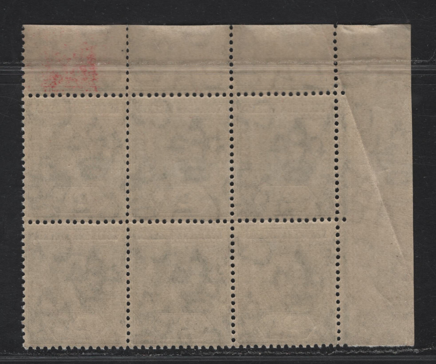 Lot 285 Northern Nigeria SG#42 2d Gray King George V, 1912 KGV Imperium Keyplate Issue, A VFNH UL Sheet Margin Block Of 6 Small Diagonal Crease In Selvedge, Stamps Are NH,, Multiple Crown CA Wmk.