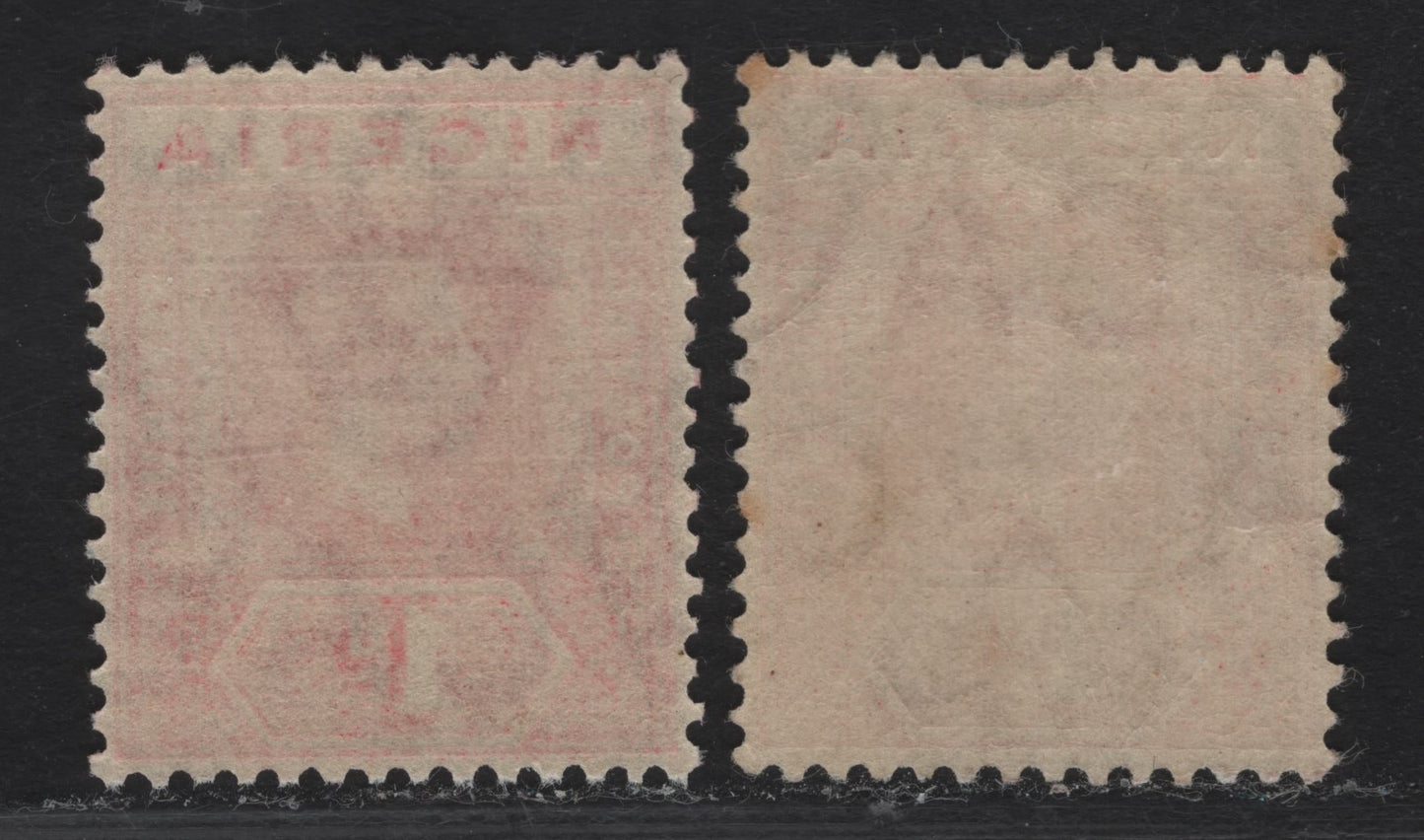 Nigeria SG#2 1d Deep Carmine & Carmine - Carmine King George V, 1914-1929 KGV Imperium Keyplate Issue, Wmk Multiple Crown CA, 2 VFNH Singles, One Printed In A Uniform Shade of Carmine Red & One In Two Shades