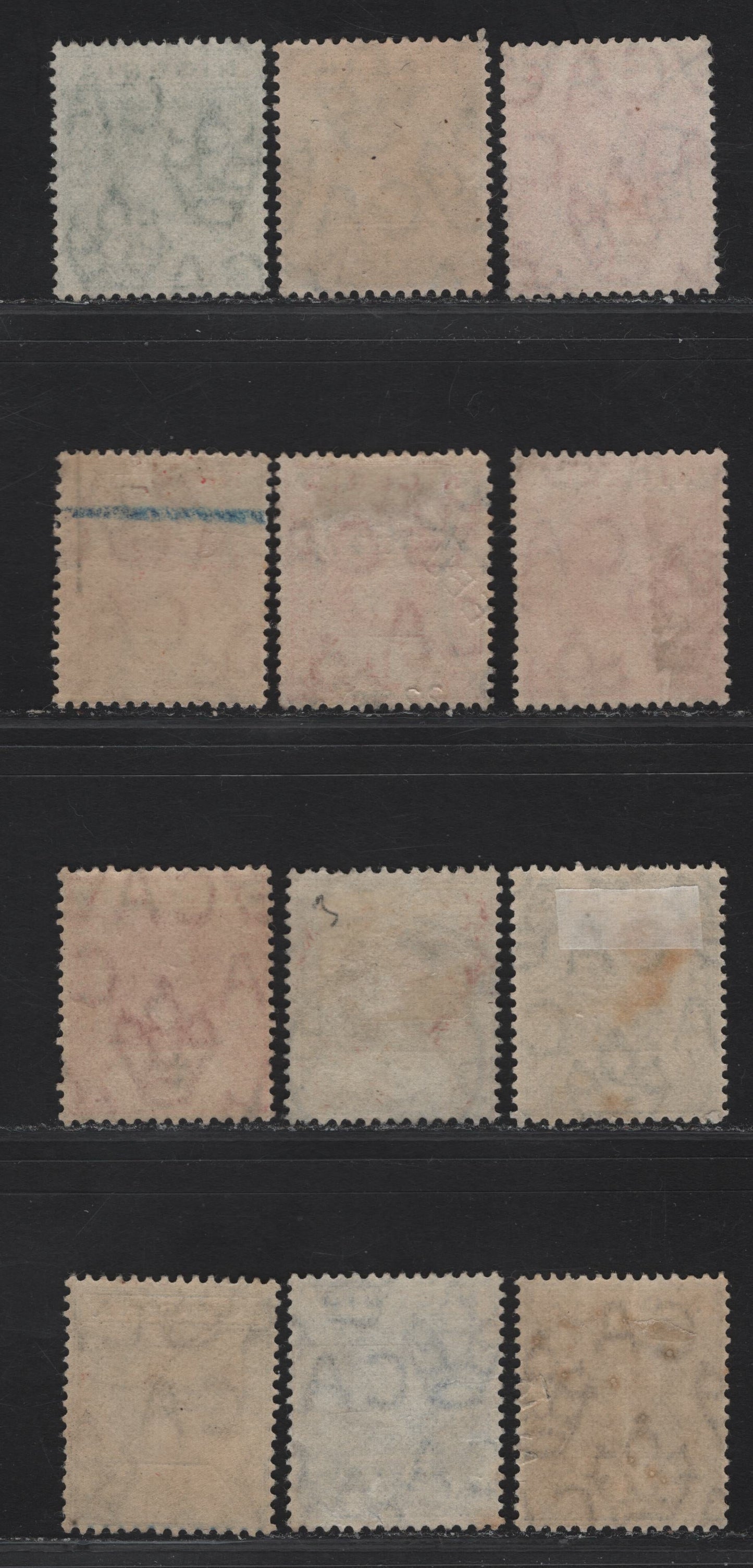 Lot 69 Nigeria #1-4a 1/2d Green, Pale Green, 1d Carmine Red, 1d Scarlet, 2d Grey, 2d Slate Grey, 2 1/2d Bright Blue, Dull Blue & Cobalt & Bright Blue, 1914-1929 King George V Imperium Keyplate Issue, Wmk Multiple Crown CA, 12 VF Used Singles