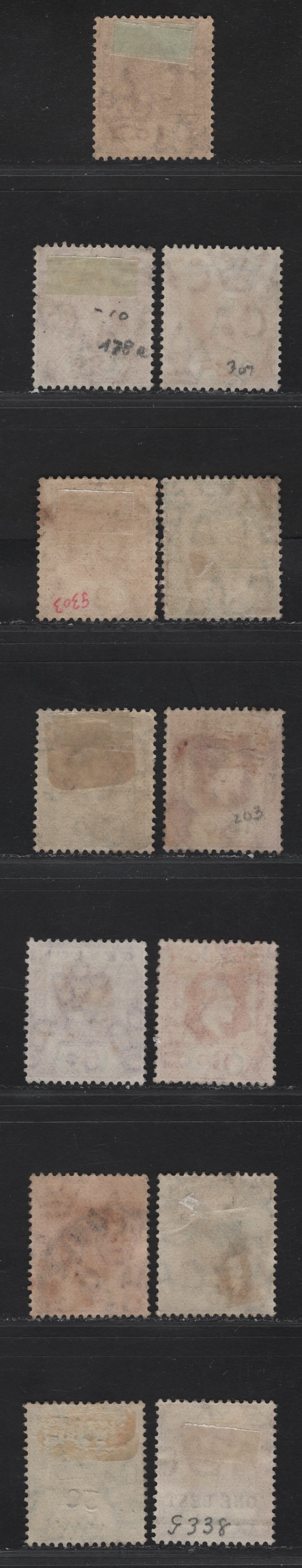 Lot 7 Ceylon #301, 302, 303, 304, 305, 307, 307a, 309, 311a, 332, 337c 1c Brown - 1c On 5c Bright Magenta, 1912-1925 King George V Imperium Keyplate Issue With Wmk Multiple Crown CA, 13 Very Fine Used Singles