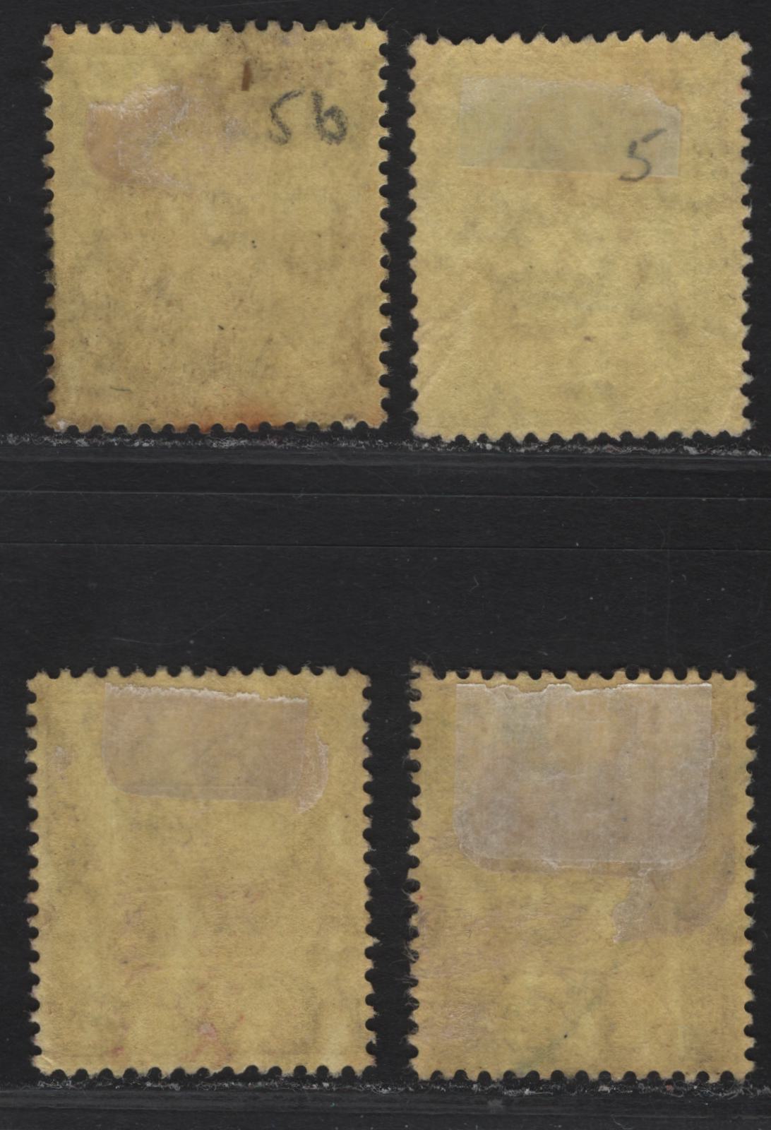 Lot 82 Nigeria #5b 3d Chocolate, Pale Chocolate Purple Brown And Brown, 1914-1929 King George V Imperium Keyplate Issue, Wmk Multiple Crown CA, 4 VF Used Singles On Thick Deep Yellow Paper With Deep Yellow Back