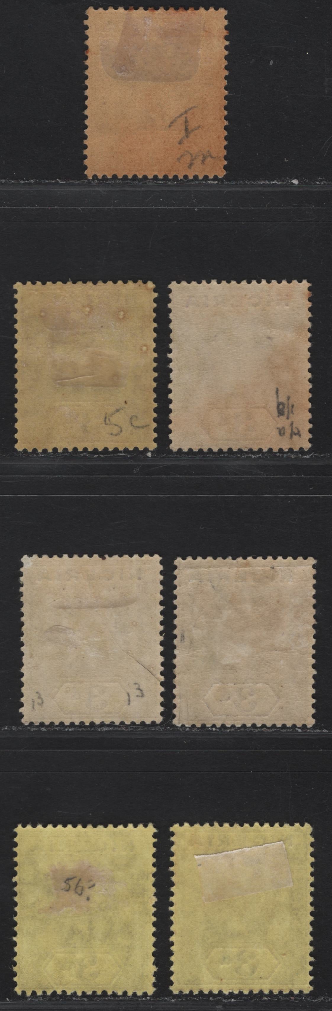 Lot 84 Nigeria #5, 5a, 5c 3d Var. Shades, 1914-29 King George V Imperium Keyplate Issue, Wmk Mult. Crown CA, 7 F&VF OG Singles 3 Different Papers W/3 Shades On Yellow Paper W/ White Back,2 On Lemon Backed Paper, 2 On Yellow Paper W/Orange Buff Back