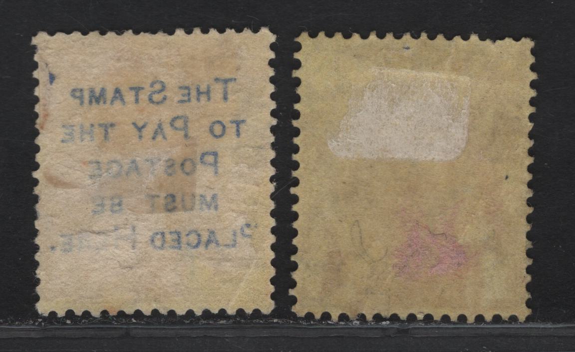 Lot 87 Nigeria #5e 3d Red Brown & Pale Purple, Redish Chocolate, 1914-29 King George V Imperium Keyplate Issue, Wmk Multiple Crown CA, 2 Very Fine Used Singles On Pale Yellow Paper With 1921 & 1922 Dated Cancels