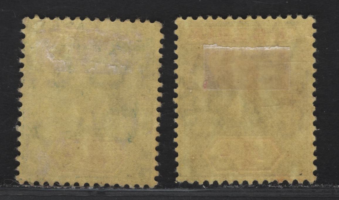 Lot 94 Nigeria SG#6a-b 4d Deep Gray Black & Red King George V, 1914-1929 KGV Imperium Keyplate Issue, Wmk Multiple Crown CA, 2 FOG Singles, Deep Yellow Paper With Lemon & Deep Yellow Backs