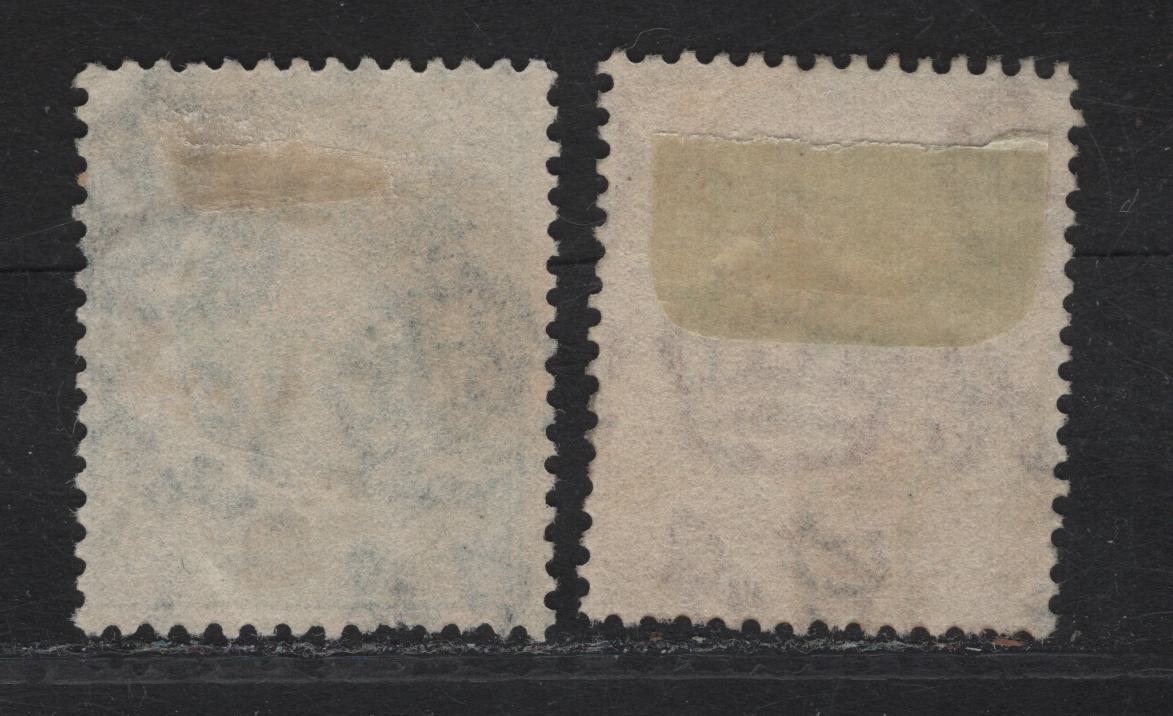 Lot 100 KUT SG#66a, 68 3c - 10c Blue Green - Orange King George V, 1921 KGV Keyplates, 2 Fine Used Singles, script CA Wmk