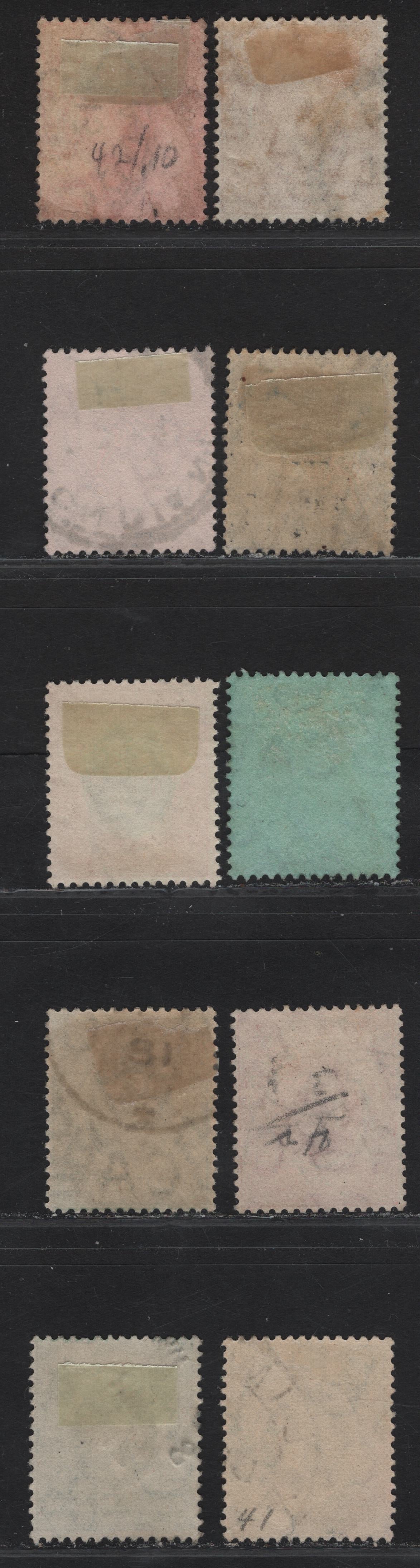 Lot 101 KUT SG#45-a, 46-a, 47-a, 49, 50a, 52 3c - 75c Deep Blue Green - Black & Gray on Green King George V, 1912-1921 KGV Keyplates, 9 Fine/Very Fine Used Singles, Multiple Crown CA Wmk