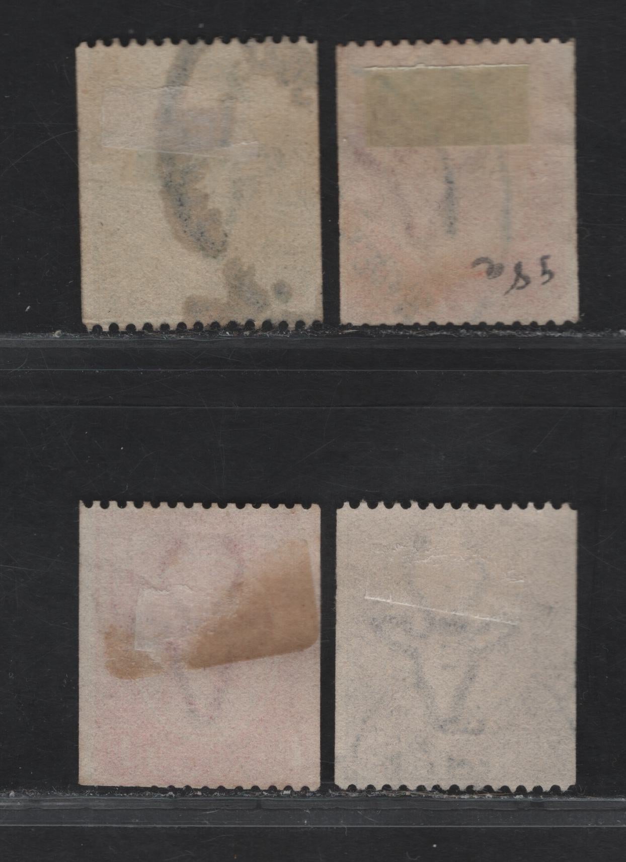 Lot 136 South Africa SG#18-19a, 21 1/2d - 2d Green - Purple King George V, 1913-1924 KGV Keyplates, 4 Fine Used Coil Singles, Includes Both Rose Red & Scarlet Shades